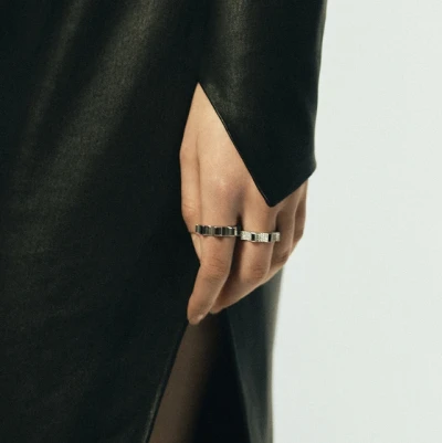 Кольцо «Казанский», белое золото 18 карат, черные бриллианты, 4 мм 