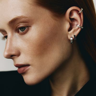 Серьга-пирсинг «Парфенон», белое золото 18 карат, 1 мм, (размеры S,M)