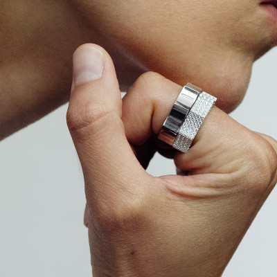 Кольцо «Парфенон», белое золото 18 карат, 8 мм