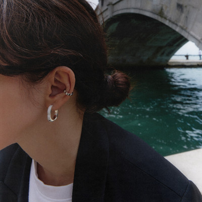 Кафф «Дукале», белое золото 18 карат, 3 мм, (размеры S,M,L)