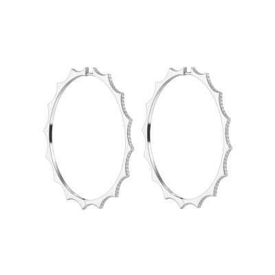 Серьги «Парфенон», белое золото 18 карат, бриллианты, 2 мм, XL