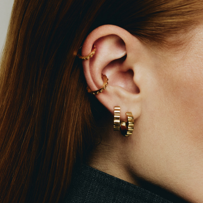 Серьга-пирсинг «Мемфис», желтое золото 18 карат, 1мм, (размеры S,M)