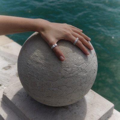 Кольцо «Дукале», белое золото 18 карат с бриллиантами, 6 мм 