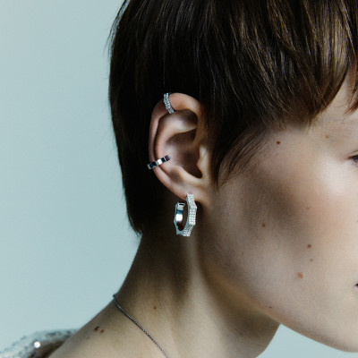 Кафф «Парфенон», белое золото 18 карат, бриллианты, 3 мм (размеры S,M,L)