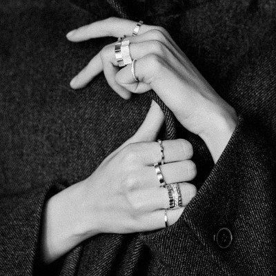 Кольцо «Парфенон», белое золото 18 карат, 4 мм