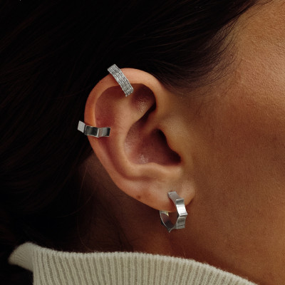 Серьги «Парфенон», белое золото 18 карат, 4 мм, S