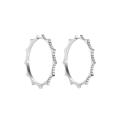 Серьги «Парфенон», белое золото 18 карат, бриллианты, 2 мм, L